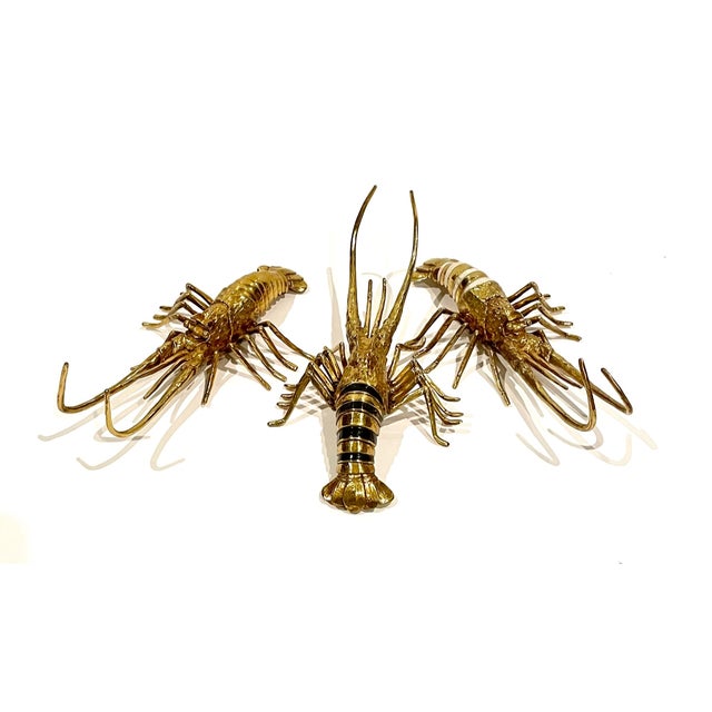 Brass and Shell Inlay Lobsters from Blue Carreon Home - Set of 3 For Sale - Image 4 of 4