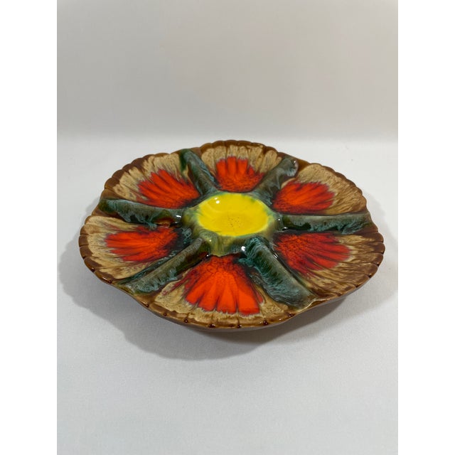 1950s Mid 20th Century French Vallauris "Volcano" Majolica Oyster Plate For Sale - Image 5 of 14