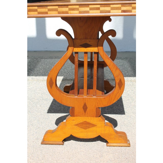 Parquetry Table With Harp/Lyre Supports For Sale In Palm Springs - Image 6 of 11