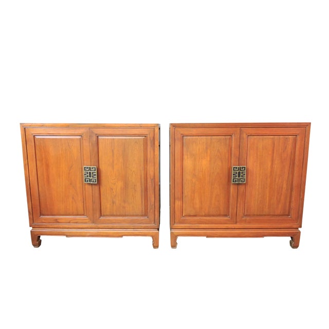 Vintage Solid Teak Asian Storage Cabinets File Or Record