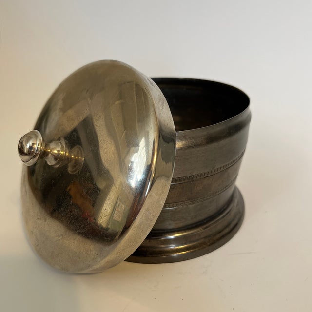 Metal Late 20th Century Silver Container With Lid For Sale - Image 7 of 7