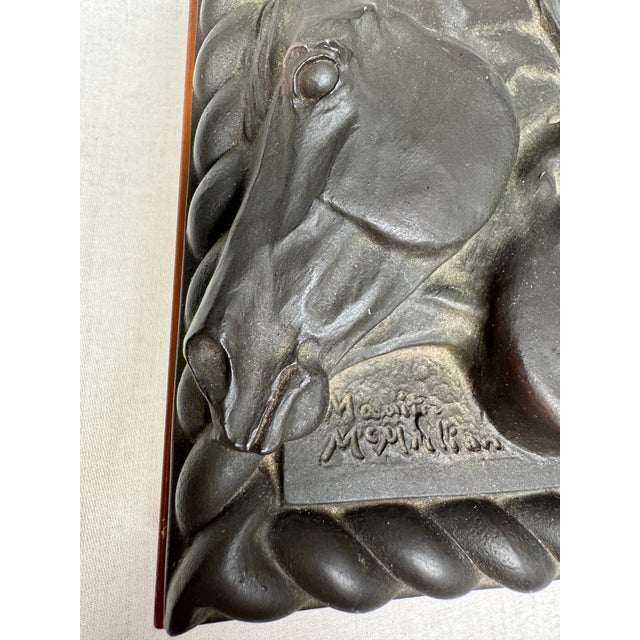 Mid 20th Century Vintage Equestrian Low Relief Lidded Wooden Decorative Organization Accessory Box, Black & Charcoal Gray For Sale - Image 5 of 12