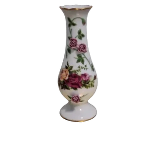 Circa 1960s Royal Albert Ltd. Old Country Roses Bone China Floral Pattern Bud Vase