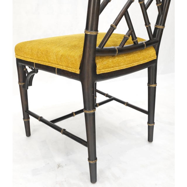 1970s Mid-Century Modern Decorative Ebonized Walnut Faux Bamboo Side Chairs - A Pair For Sale - Image 5 of 12