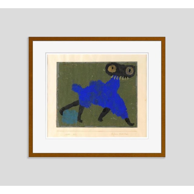 Blue Coat by Paul Klee depicting a figure in a blue coat, executed on paper mounted on cardboard in 1940. by piemags/PL...