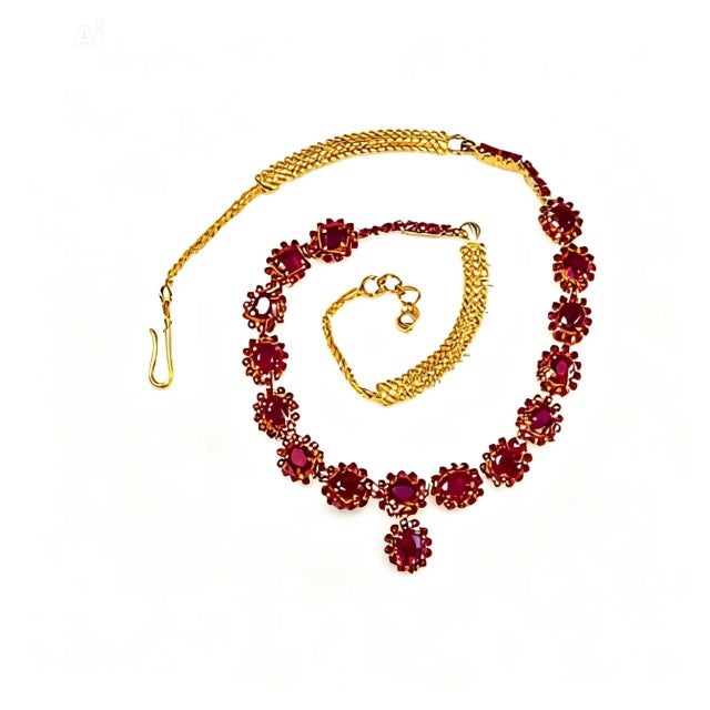 Mid 20th Century 22k Yellow Gold Carat Ruby Rubies Necklace For Sale - Image 4 of 4