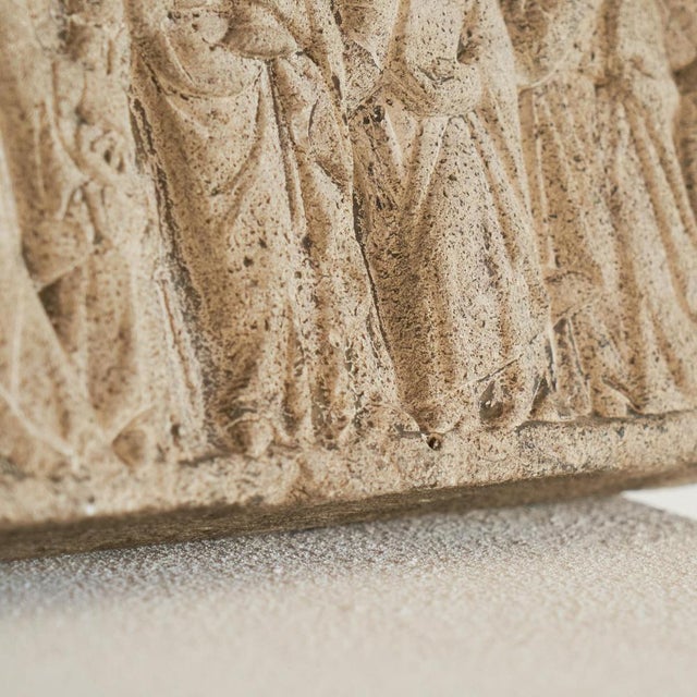 Cream Bas-Relief of Jesus and the 12 Disciples in Stone, 1940s For Sale - Image 8 of 15