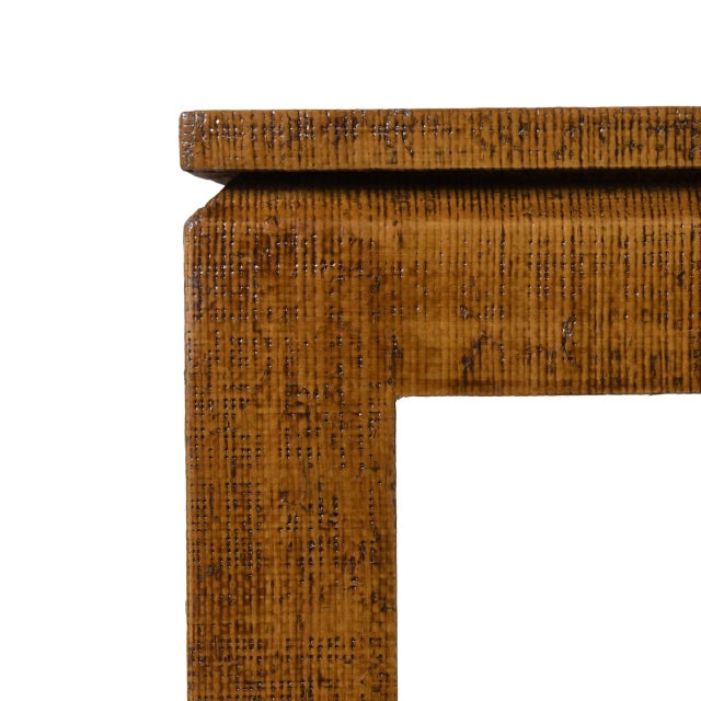 Late 20th Century Late 20th Century Grasscloth Game Table With Brass Cap Feet For Sale - Image 5 of 5