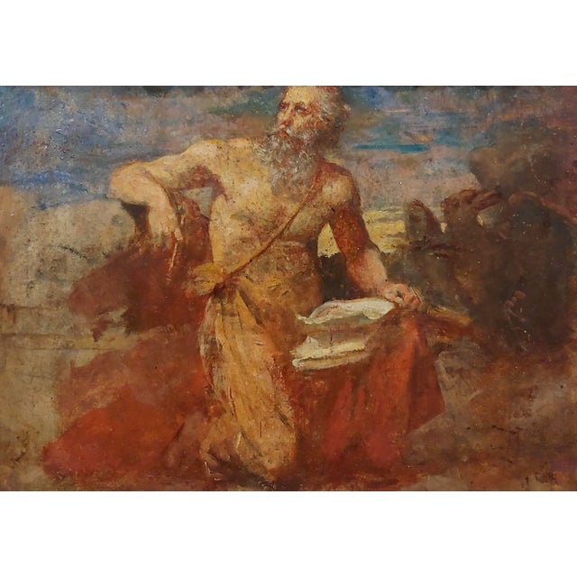 Wood Saint John the Evangelist -17th Century Old Master Oil Painting For Sale - Image 7 of 11