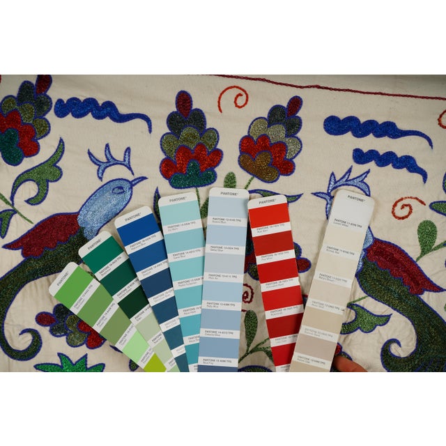 Decorative Suzani Embroidered Cotton Cloth For Sale - Image 10 of 10