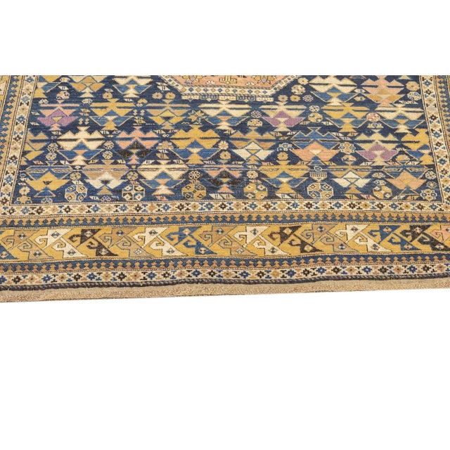 Orange Late 18th Century Antique Caucasian Kuba Shirvan Rug 4'5'' x 5'1' For Sale - Image 8 of 12