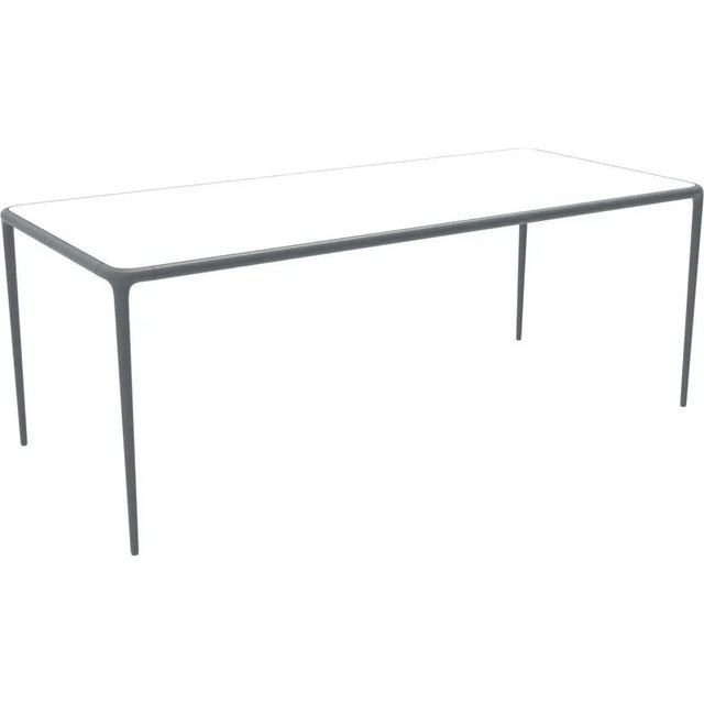 Xaloc grey glass top 200 table by mowee dimensions: d 200 x w 90 x h 74 cm material: aluminum, tinted tempered glass top....