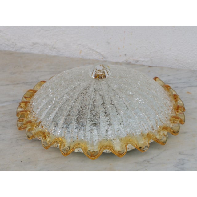 1980s Italian Yellow Large Size Murano Glass Ceiling Fixture, Murano For Sale - Image 4 of 8