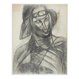 Marcel Mouly, Figure with a Hat, Charcoal For Sale