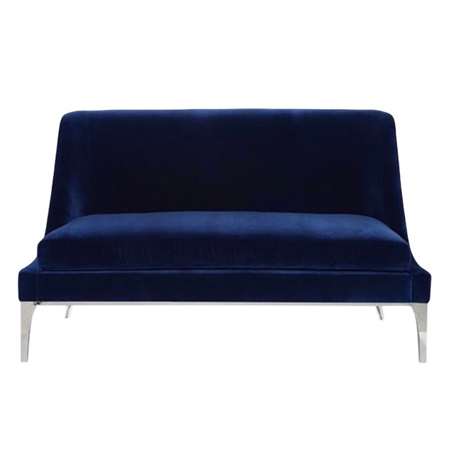 Worlds Away Modern Navy Blue Velvet Gianna Settee Chairish