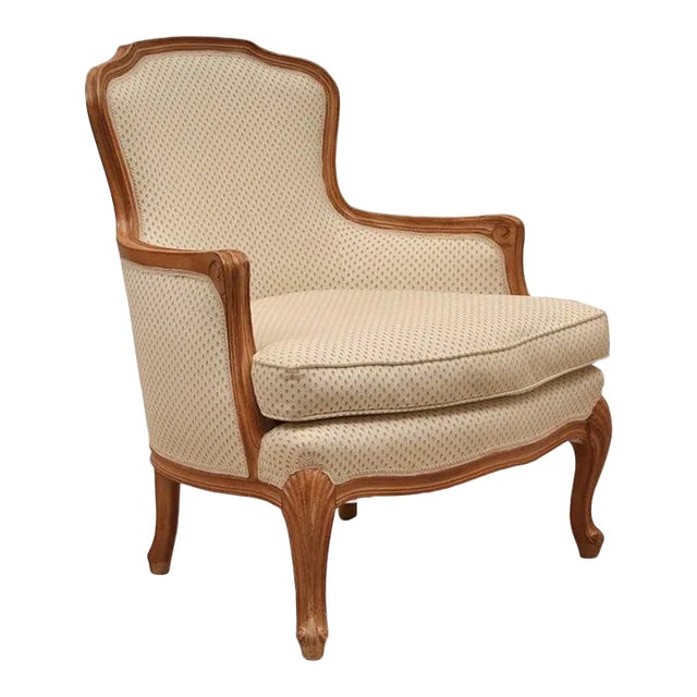 1980s Vintage French Louis XV Style Walnut Armchair For Sale