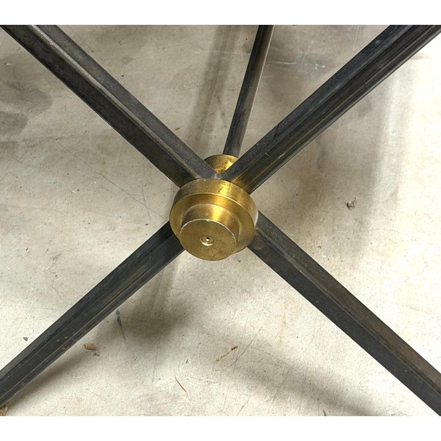 Maison Jansen Iron & Brass Neoclassical Console Table Coquina Stone Top, 1970s For Sale - Image 10 of 13