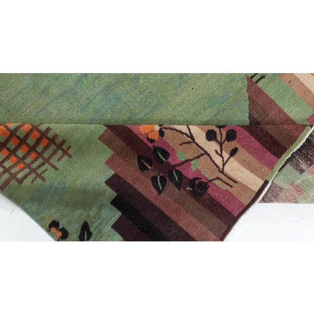 Doris Leslie Blau Vintage Chinese Deco Rug with Emerald Green Field For Sale - Image 4 of 6
