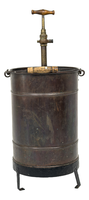 Primitive Industrial Copper Pressure Vessel with Brass Pump, Europe, 1920