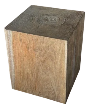 Cuboid Side Table Crafted From Teak Wood, Modern Organic