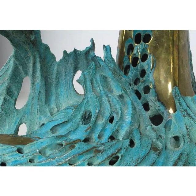 Mid-Century Modern The Sounding Table by Bob Bennett - Turquoise Patinated Bronze Abstract Sculpture Table For Sale - Image 3 of 5