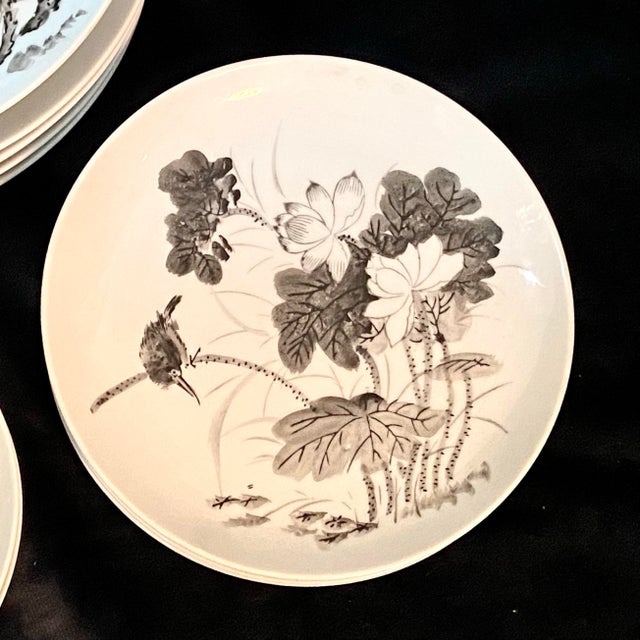 Mid 20th Century Vintage Dorthy Thorpe Mid Century Hand Painted China With Peonies, Flowers, Birds, and Butterflies. Full Service for Six. - 30pcs Spring Dinnerware For Sale - Image 5 of 9