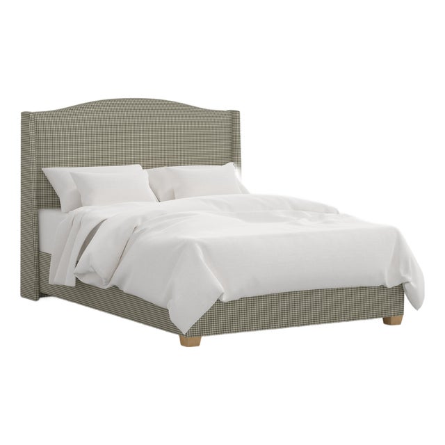 Stoffer Home x Cloth & Company Julia Wingback Bed in Laurel Mini Gingham, Full/Double For Sale