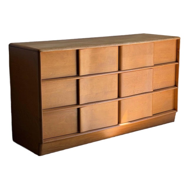 Heywood Wakefield Maple Lowboy Wooden Dresser Chest of Drawers Mid-Century Modern 1950s For Sale