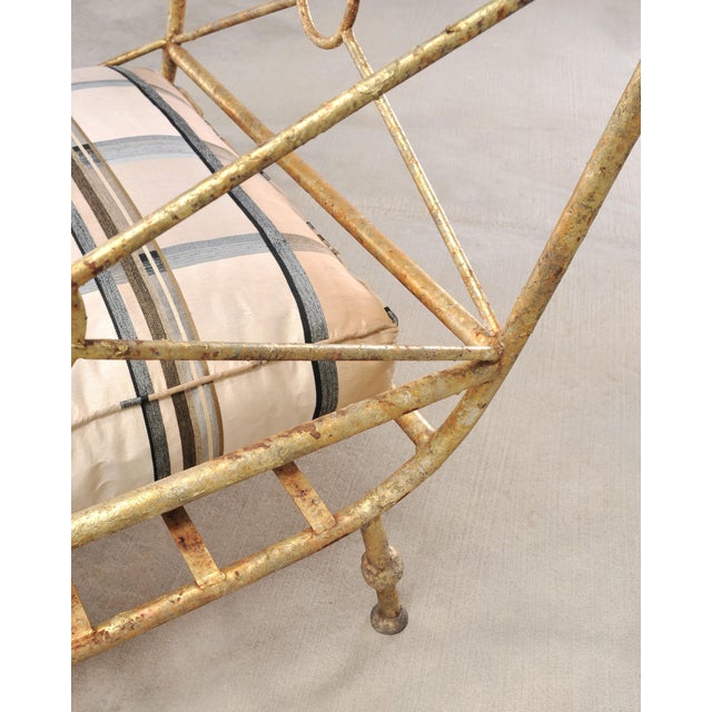 Giacometti Style Neoclassical Gilt Iron Daybed or Sofa 7 Ft For Sale - Image 12 of 18