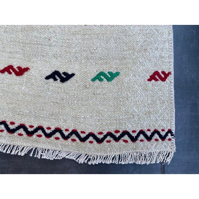 White Vintage White Bohemian Kilim Rug For Sale - Image 8 of 10