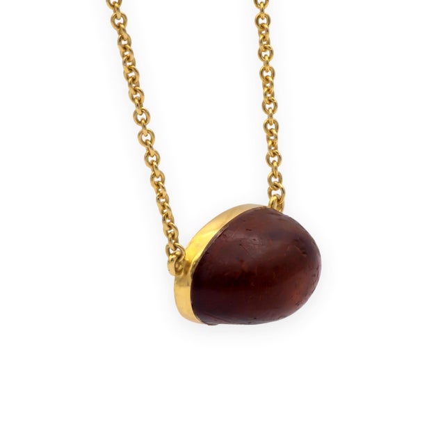Contemporary Tiffany & Co Elsa Peretti Rare Vintage Amber Pendant Necklace 18k Ylw Gold 24" For Sale - Image 3 of 8