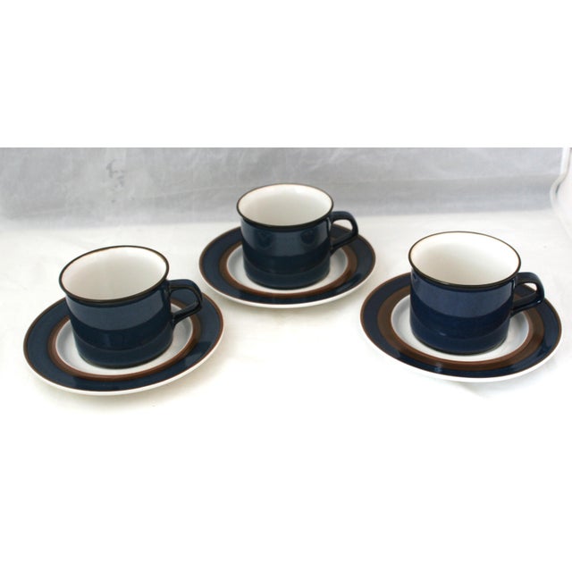 Vintage Haniwa Ranmaru Stoneware Pottery Coffee Mugs And Saucers 6 Piece Set Made In Japan This is a vintage 1970s set of...