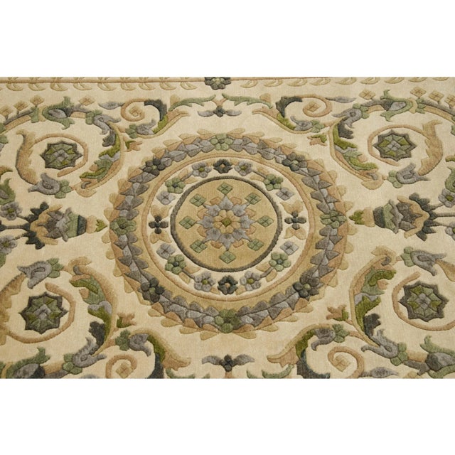 Vintage Indian Savonnerie Design Rug - 4' X 5'9" For Sale In New York - Image 6 of 10