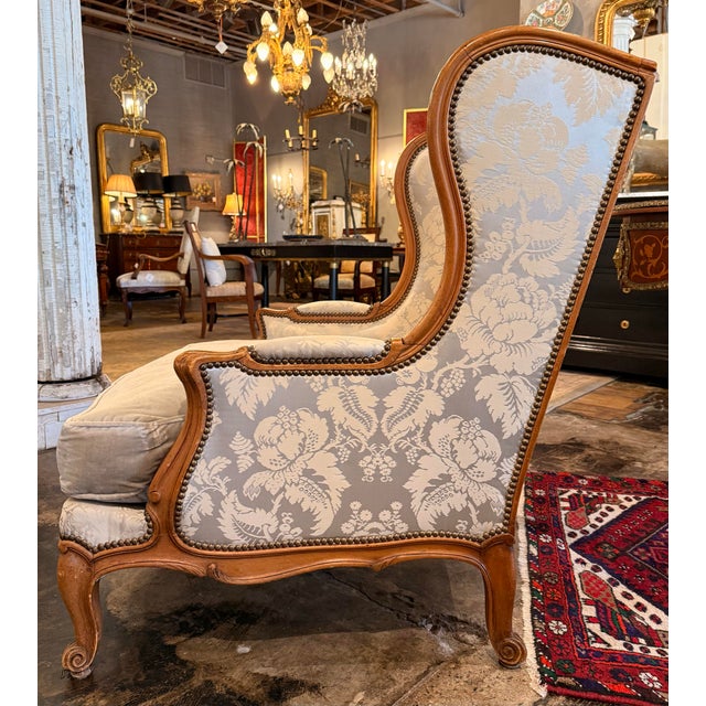 Monumental French Louis XV Style Bergere For Sale - Image 4 of 4
