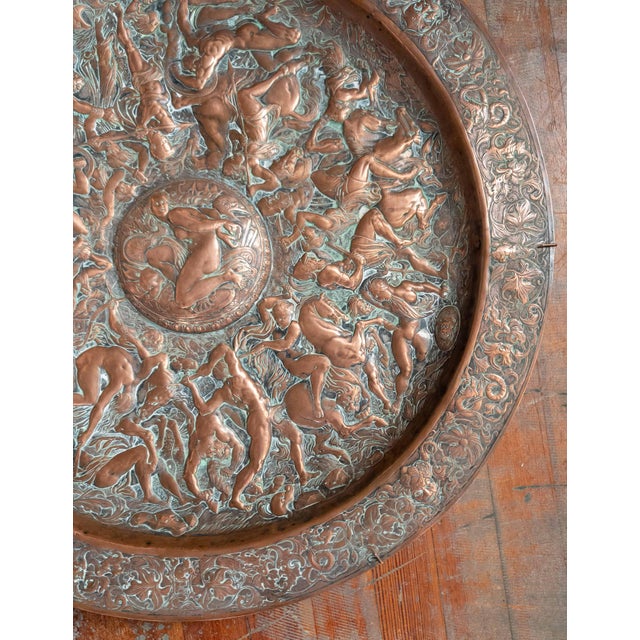 19th Century Large Copper Electrotype Charger "Battle of the Amazons" by Elkington & Co. For Sale - Image 4 of 16