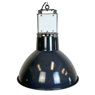 French Industrial Dark Blue Enamel Pendant Lamp from Mazda, 1960s For Sale