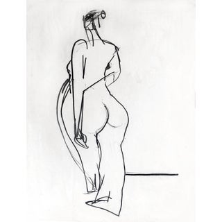 Contemporary Nude Figure Charcoal Line Drawing For Sale