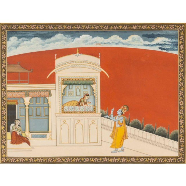 Paper Mughal School Radna and Krishna Gouache, 2 For Sale - Image 7 of 9