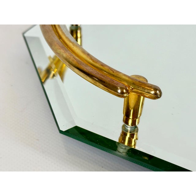 Art Deco Style Gold-Plated Mirrored Glass Serving Tray from Gilde, 1950s For Sale - Image 6 of 12
