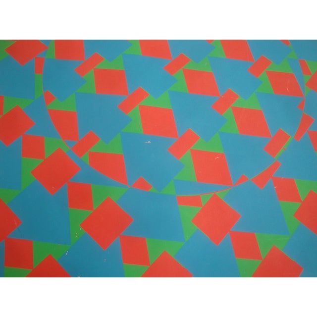 Geometric Silkscreen Midcentury Modern Op Art Poster After Vasarely For Sale In Richmond - Image 6 of 6