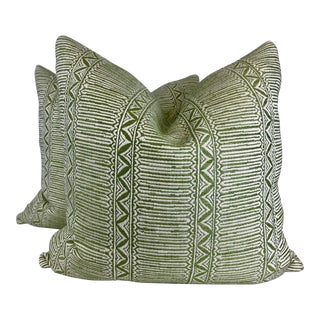 Nina Campbell "Bansuri" in Green 22" Pillows-A Pair For Sale