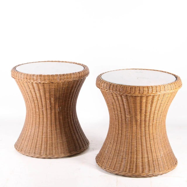 Brown Vintage Rattan Side Tables, Set of 2 For Sale - Image 8 of 8