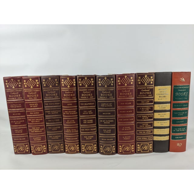 1950s Reader’s Digest Burgundy & Gold Gilt Decorative Books - Set of 10 For Sale - Image 4 of 11