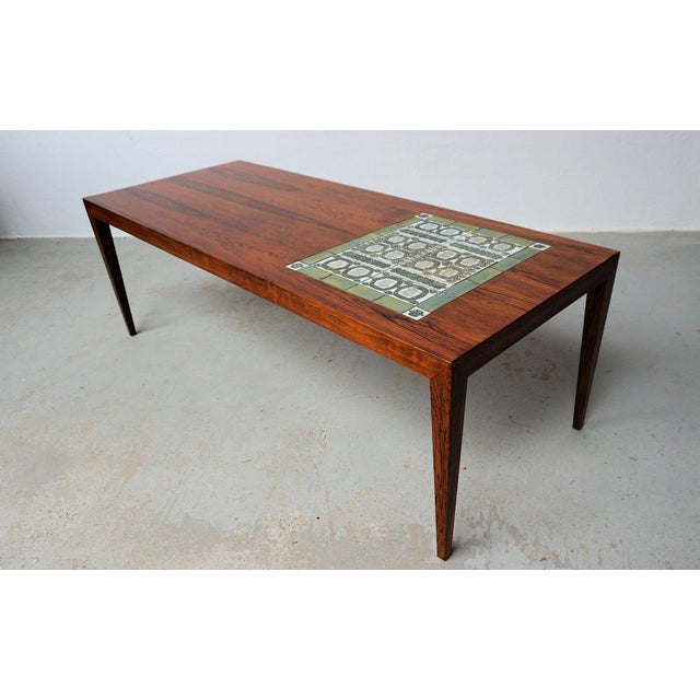 Restored Rosewood Coffee Table with Royal Copenhagen Tiles by Severin Hansen for Haslev Møbelsnedkeri, 1960s For Sale - Image 6 of 9