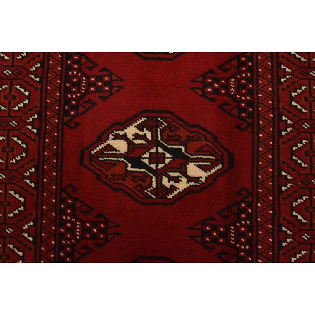 Textile Turkmen Runner 2’7” X 9’8” Red Wool Vintage Tribal Hand-Knotted Oriental Rug For Sale - Image 7 of 12