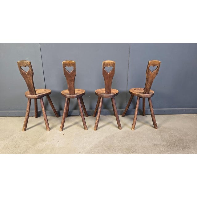 Vintage Brutalist Heart-Shaped Chairs, 1960s, Set of 4 For Sale - Image 6 of 15