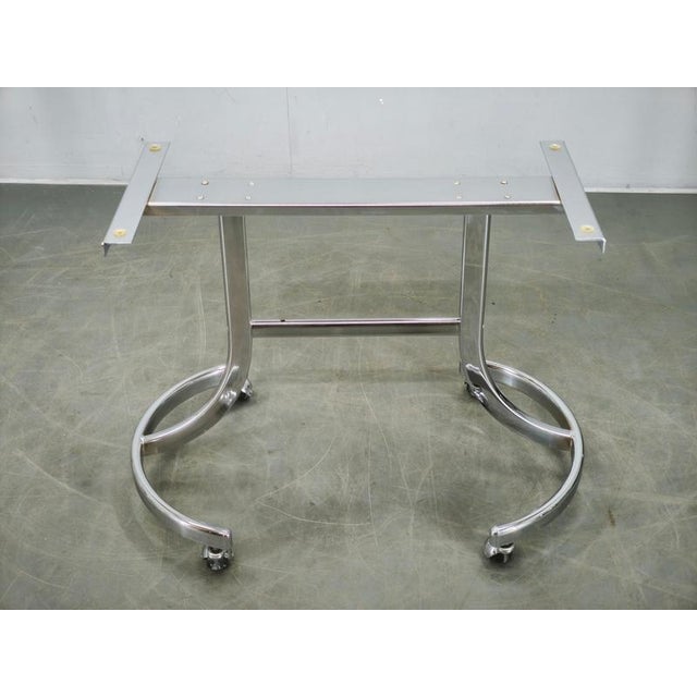 Vintage Italian Space Age Chrome and Smoked Glass Rolling Side Table, 1970s For Sale - Image 3 of 13