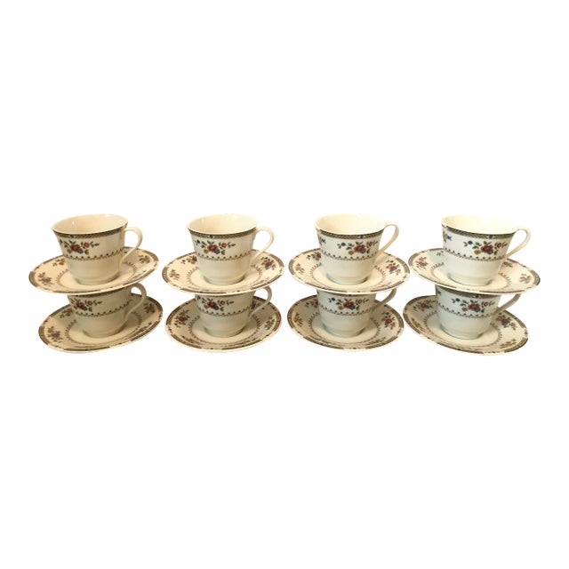 Royal Doulton Kingswood Floral Cups and Saucers - Set of 8. England. For Sale