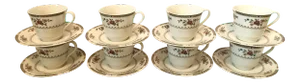 Royal Doulton Kingswood Floral Cups and Saucers - Set of 8. England.