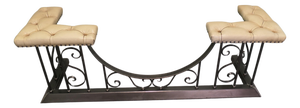 Polished Steel Wrought Iron and Leather Club Fender, 1930